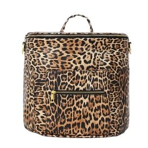 Fawn Leopard Print Diaper Bag Convertible Backpack Gold Hardware Stylish Chic